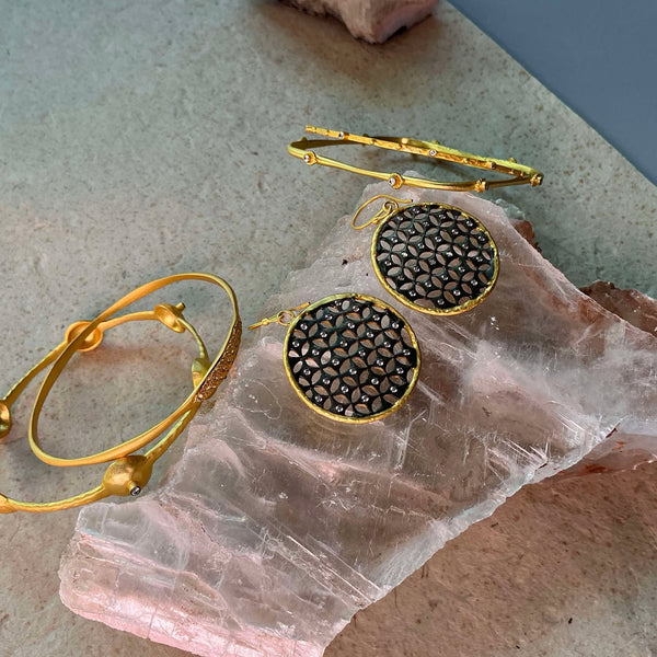 Clea Oxidized Metal Earrings With Cubic Zirconia