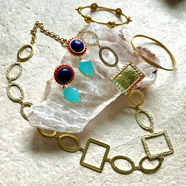 Ameliya Lapis Lazuli Stud Earrings