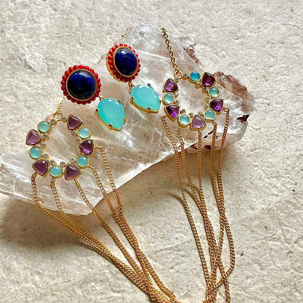 Ameliya Lapis Lazuli Stud Earrings