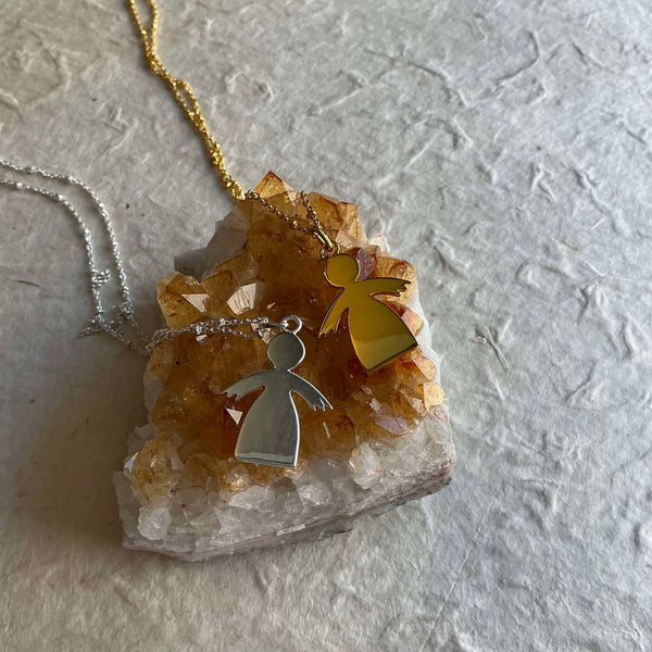 Silver Angel Pendant Necklace