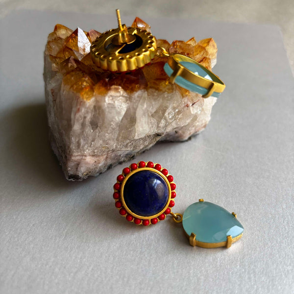 Ameliya Lapis Lazuli Stud Earrings