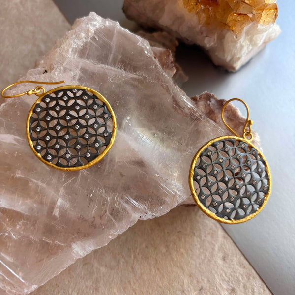 Clea Oxidized Metal Earrings With Cubic Zirconia