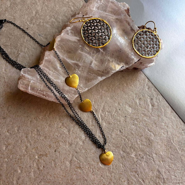 Clea Oxidized Metal Earrings With Cubic Zirconia