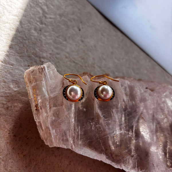 OUR BEST SELLER - Eleonore Pearl Earrings With CZ