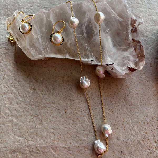 OUR BEST SELLER - Eleonore Pearl Earrings With CZ