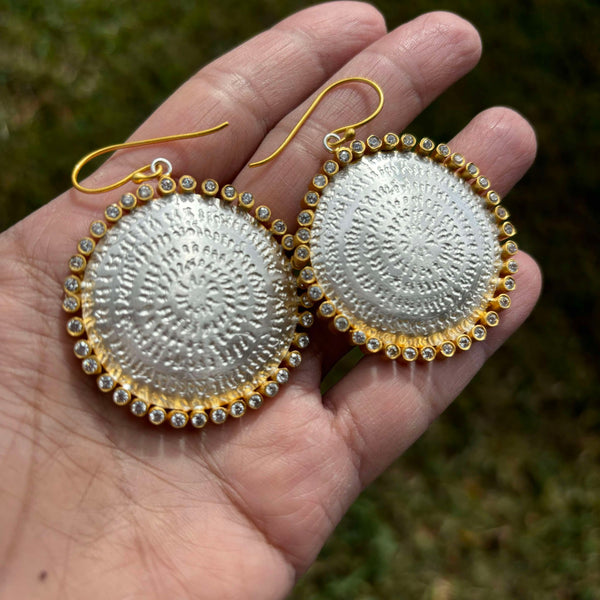 Sinaya Medallion Earrings With Cubic Zirconia