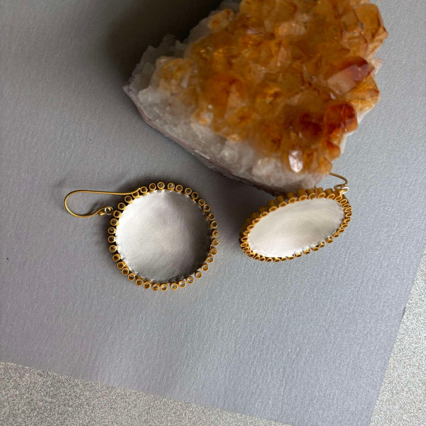 Sinaya Medallion Earrings With Cubic Zirconia