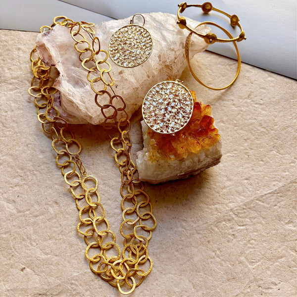 Adiraa Long Link Necklace In Gold