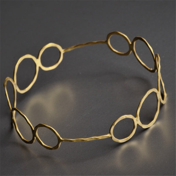 Iris Hand Hammered Bracelet In Gold With CZ