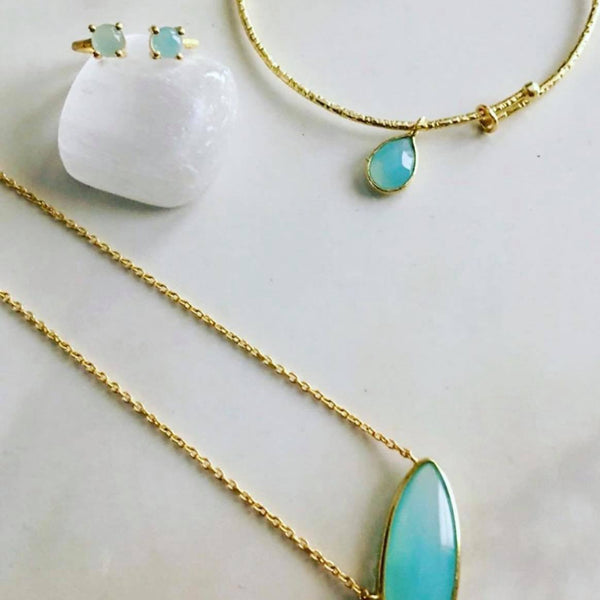 Joy Earrings In Gold With Blue Chalcedony
