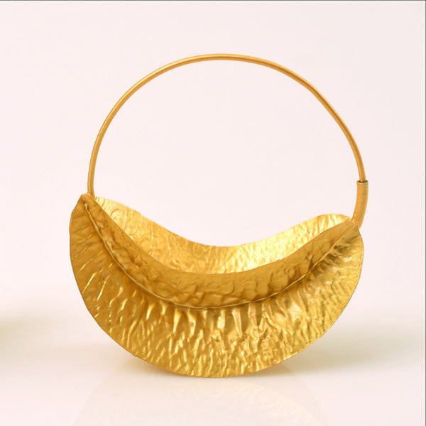 Hand Hammered Lily Earrings In Gold