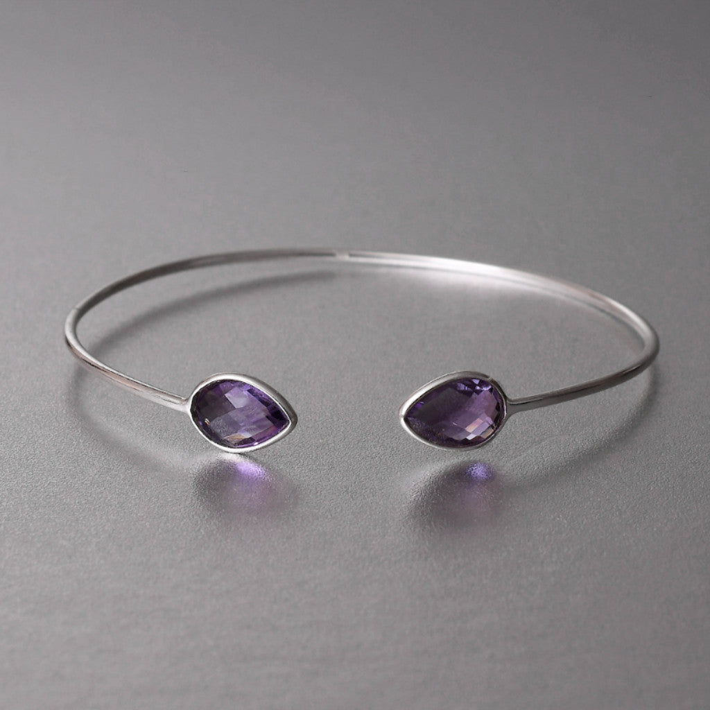 Soraya Delicate Cuff Bracelet  With Amethyst