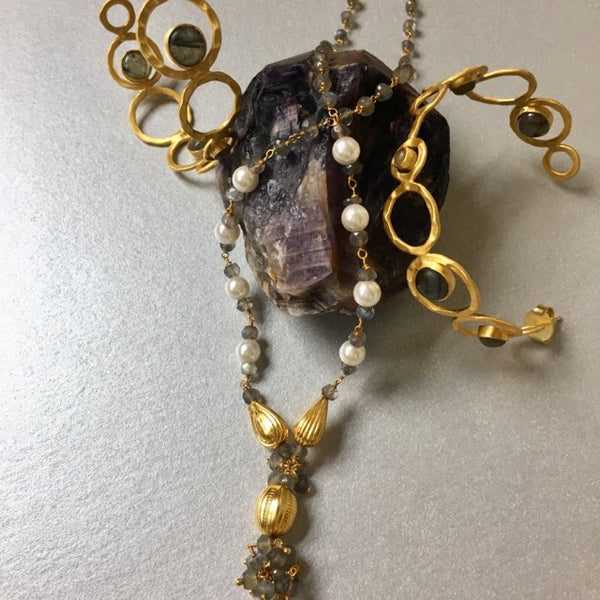 Sierra Hoop Earrings With Labradorite Gemstones