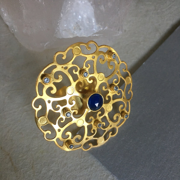 Exquisite! Divine! Goddess! Created by a goddess for all goddesses. A Goddess is a woman who is adored, especially for her beauty & we all are beautiful in our own respective ways. This artistic ring with lapis lazuli was designed for you, for your inner as well as your outer goddess appeal.