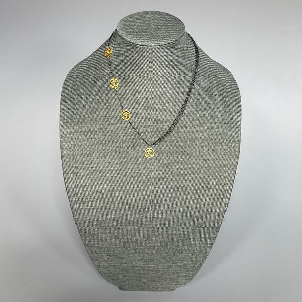 OM Sterling Silver Black Rhodium Plated Necklace