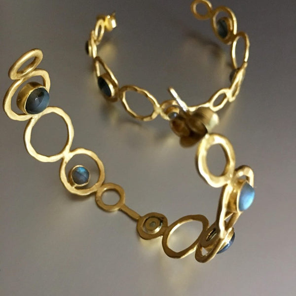 Sierra Hoop Earrings With Labradorite Gemstones