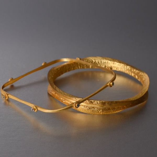 Iris Hand Hammered Bracelet In Gold With CZ