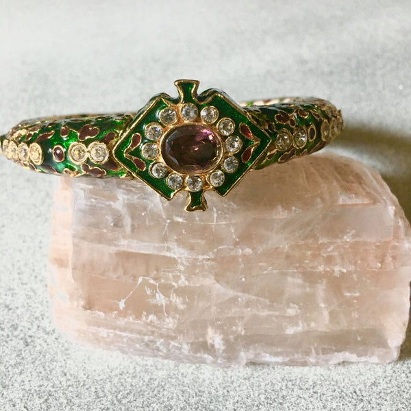 Meenakari Bracelet Cuff With Amethyst