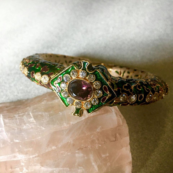 Meenakari Bracelet Cuff With Amethyst