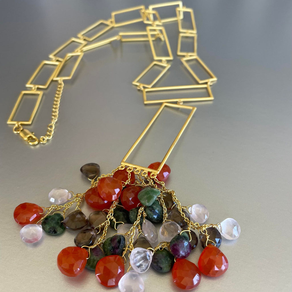Thalia Necklace With Gemstone Cluster