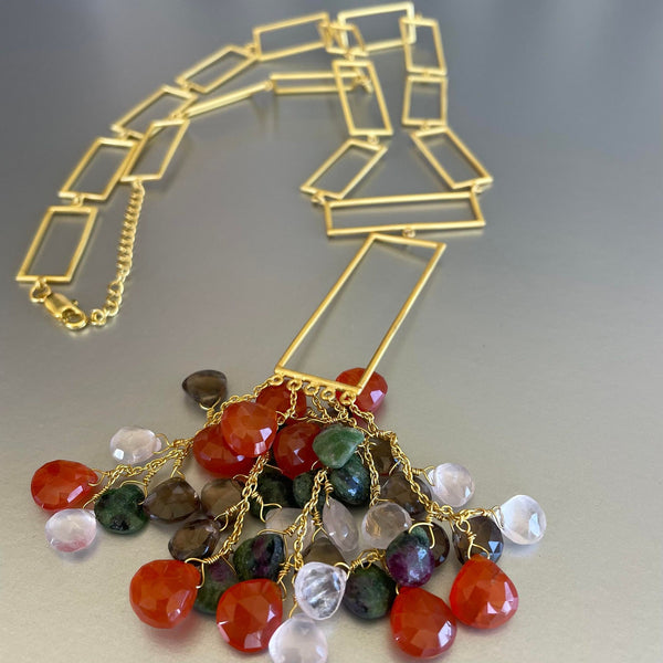 Thalia Necklace With Gemstone Cluster