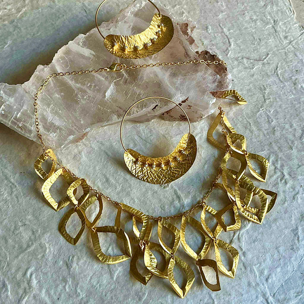 Amara Hand Hammered No Weight Gold Hoops