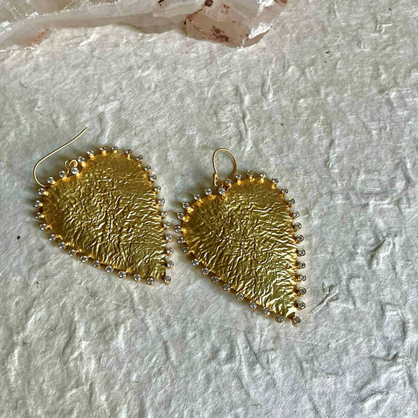 NEW DESIGNS! NEW COLLECTION!!! Marcella Leaf Hand Hammered Earrings With CZ