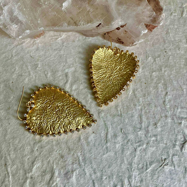 NEW DESIGNS! NEW COLLECTION!!! Marcella Leaf Hand Hammered Earrings With CZ