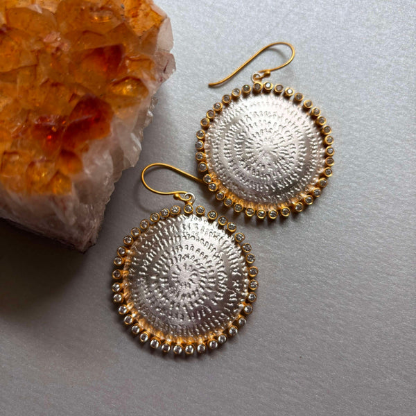 Sinaya Medallion Earrings With Cubic Zirconia