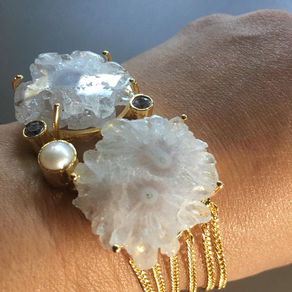 Sundari Druzy Bracelet With Pearl