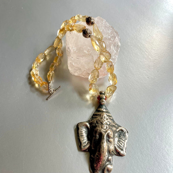 Citrine Necklace With Ganesha