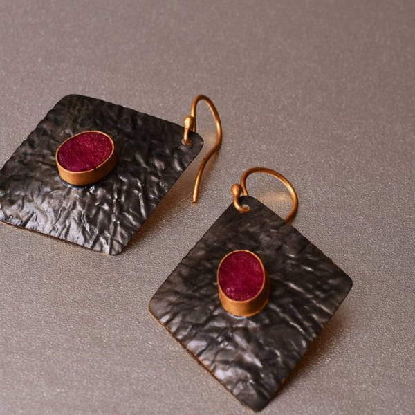 Iona Earrings With Dyed Ruby