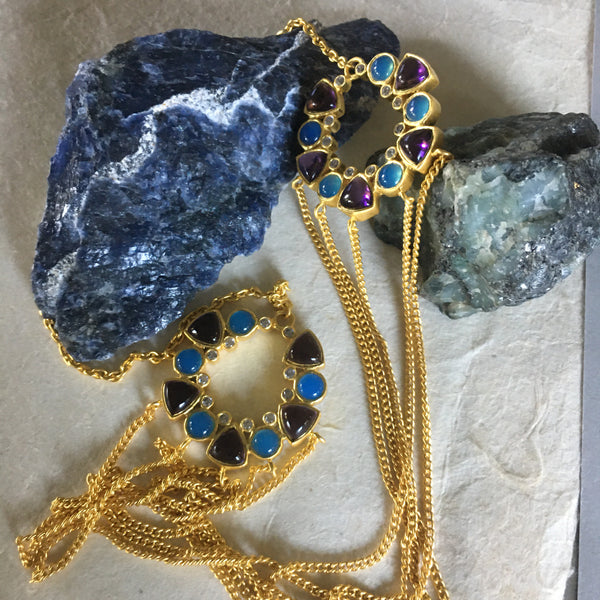 Niyati Necklace With Amethyst/Blue Chalcedony