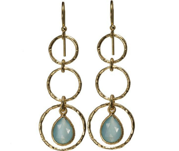  These dangling, dainty earrings with aqua chalcedony gemstone, flaunts elegance, style and a free-spirited experience.