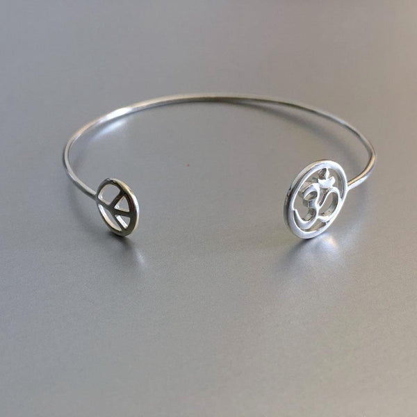 OM Shanti Sterling Silver Rhodium Cuff