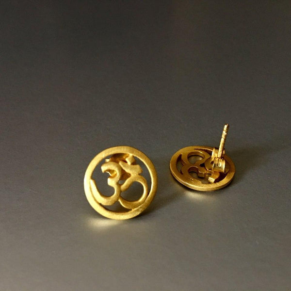 Peace Shanti Sterling Silver Gold Plated Studs