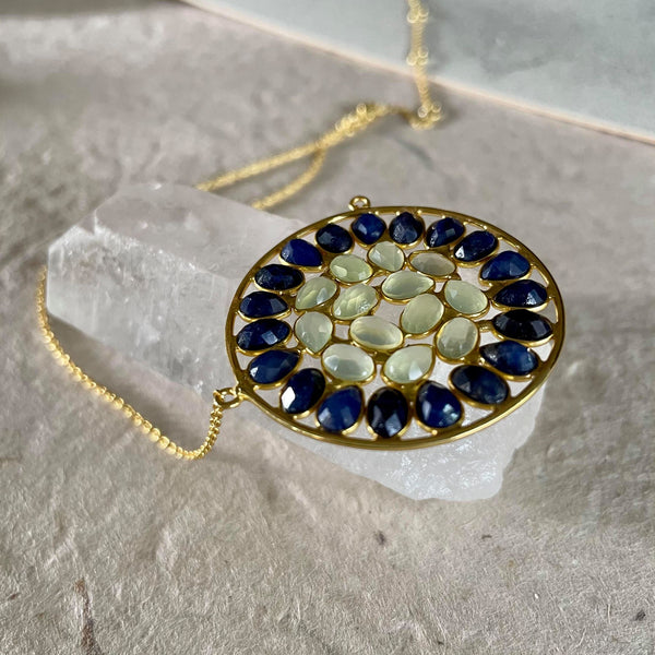 Lyanna Necklace With Blue Sapphire And Prehnite