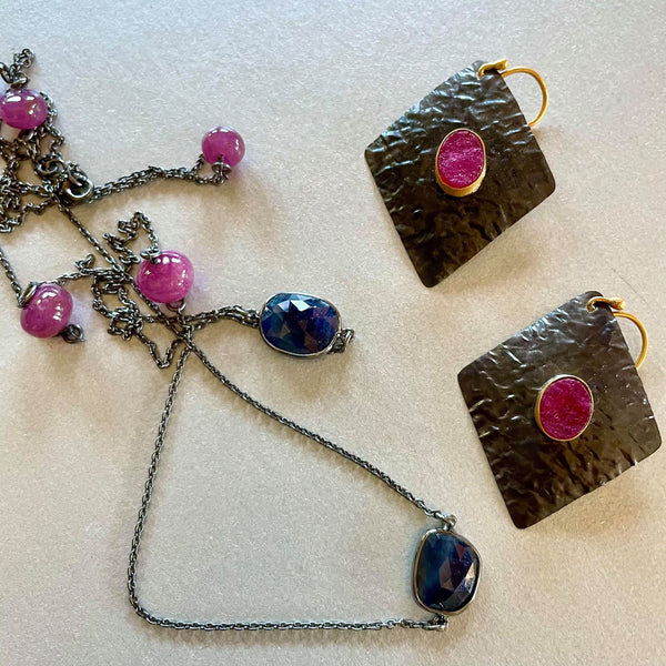 Iona Earrings With Dyed Ruby