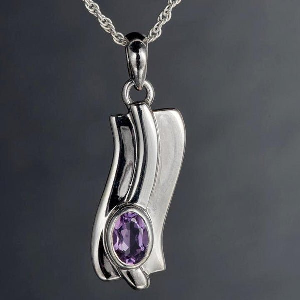 A classic Ira necklace in sterling silver with amethyst is back in town with endless enthusiasm. It is raved for its popularity, its simplicity, style and the richness of .925 and the quality it so graciously flaunts.