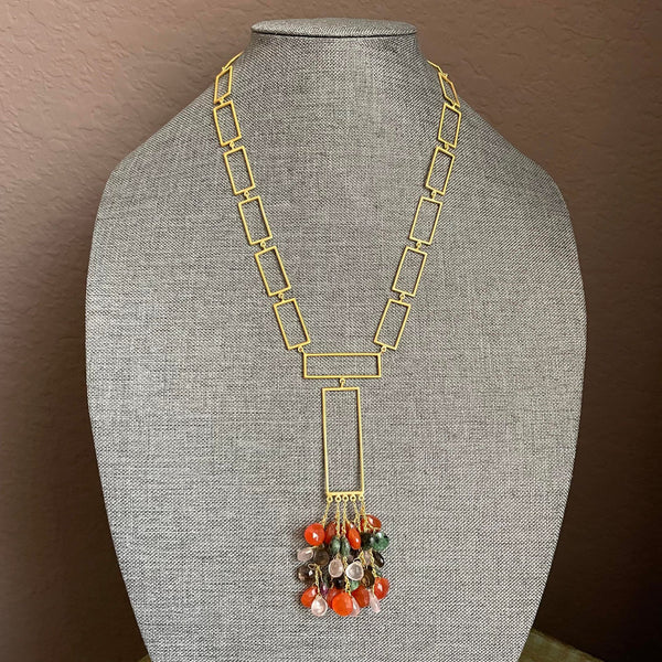 Thalia Necklace With Gemstone Cluster